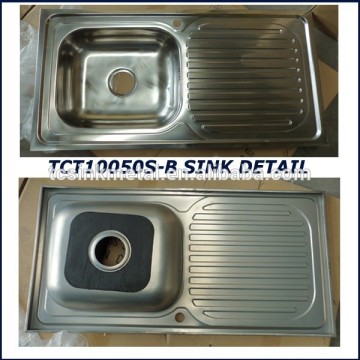 Stainless Steel Kitchen Sink Topmount Lay-On Single Bowl with Drainboard