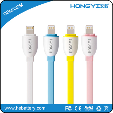 colorful flat usb data cable for cell phone charging cabe usb HE-838E[HONGYI]