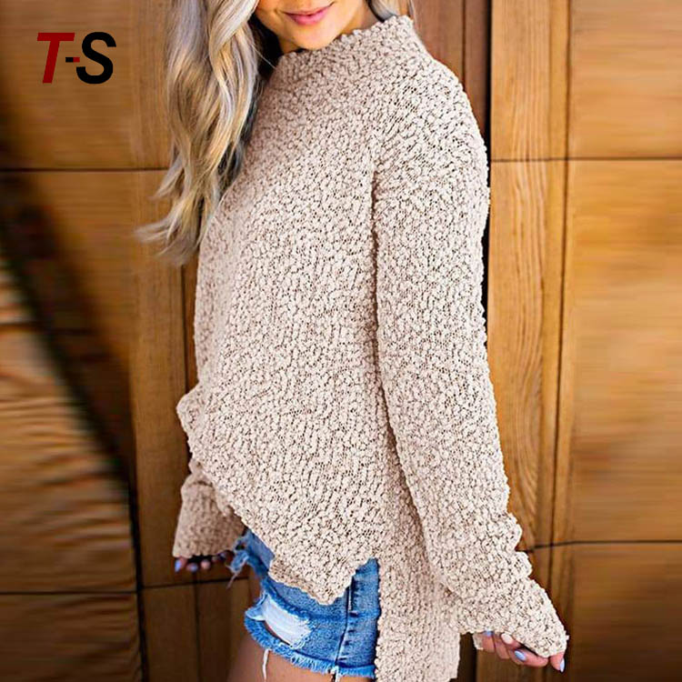 Womens Knitted Womens Sherpa Fleece Side Slit Full Sleeve Jumper Outwears