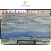 Wholesale Blue Straight Veins Quartzite Polished Surface Stone for Bathroom Decor