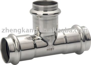 Stainless steel equal tee-press fitting JIS