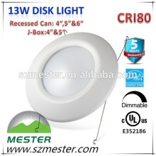 Energy Star UL cUL listed 800lm 13w led disk light 4inch 5/6 inc led disk lighting, Soft White Recessed LED Can Disk Light