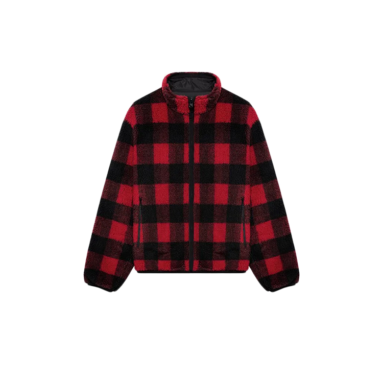 Plaid Sherpa Zip Up Jacket