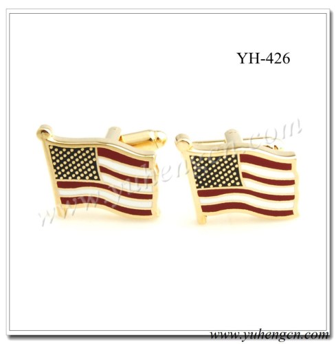 YH-426 Novelty Gold American Flag Cufflinks