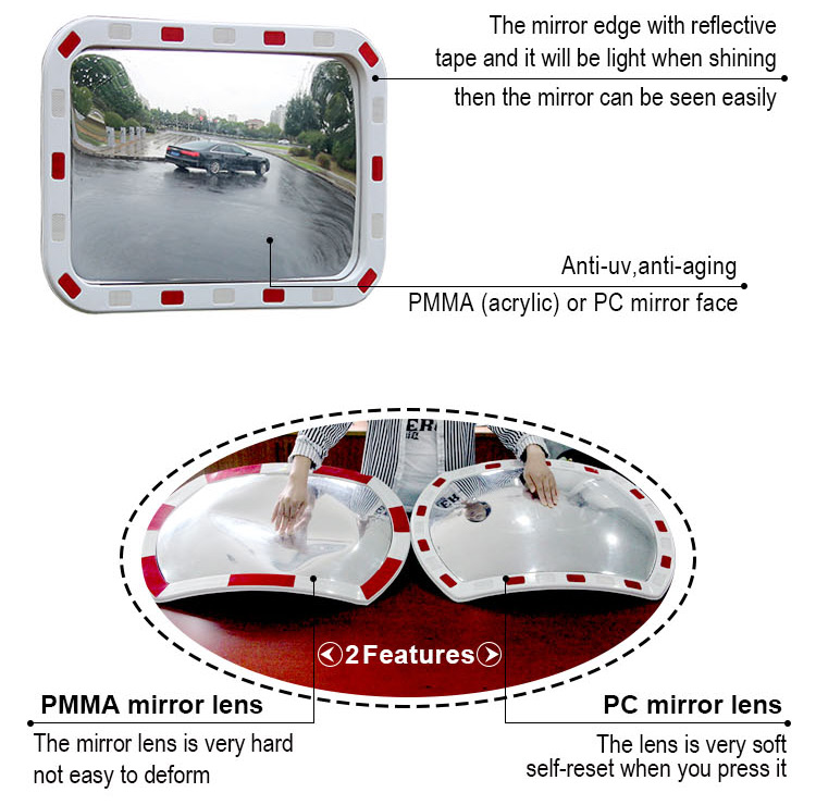 Hot Sale PMMA Lens Elliptic Square Reflective Convex Mirror