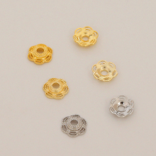 18K Gold Plated Brass Round Bead Caps for Jewelry Making