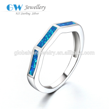 Opal Pave Thin Silver Finger Ring Quality Silver Opal Ring