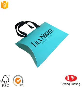 Glossy Custom Pillow Box with Ribbon Handle