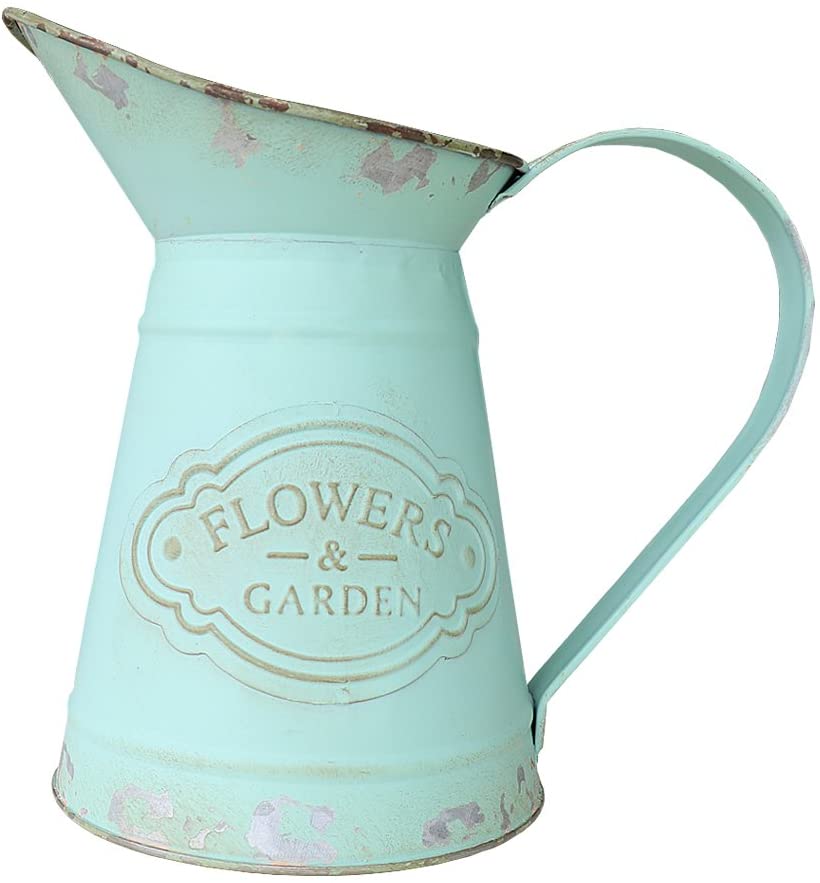 Shabby Chic Metal Jug Vase Pitcher