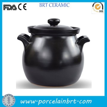 Cookware black cheap double handle Earthenware Pot wholesale