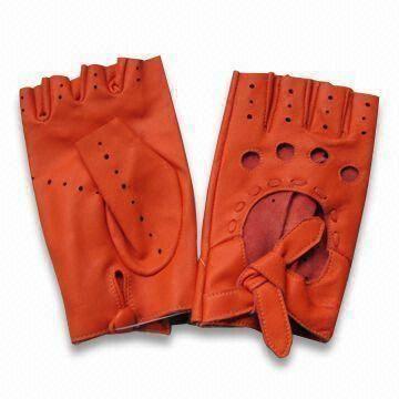 Women's Sheep Nappa Driving Gloves, Available in Orange