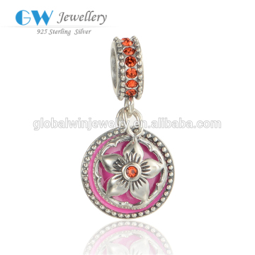 Luxury Crystal Sterling Silver Charms Flower Showing Charms Bracelet Charms