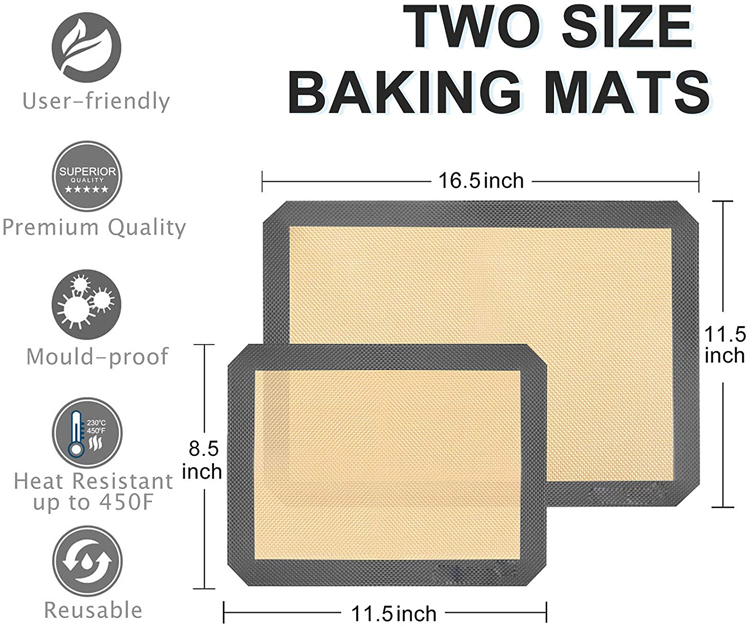 YM Factory Nonstick Food Grade Heat Resistant Large Silicone Baking Mat Set