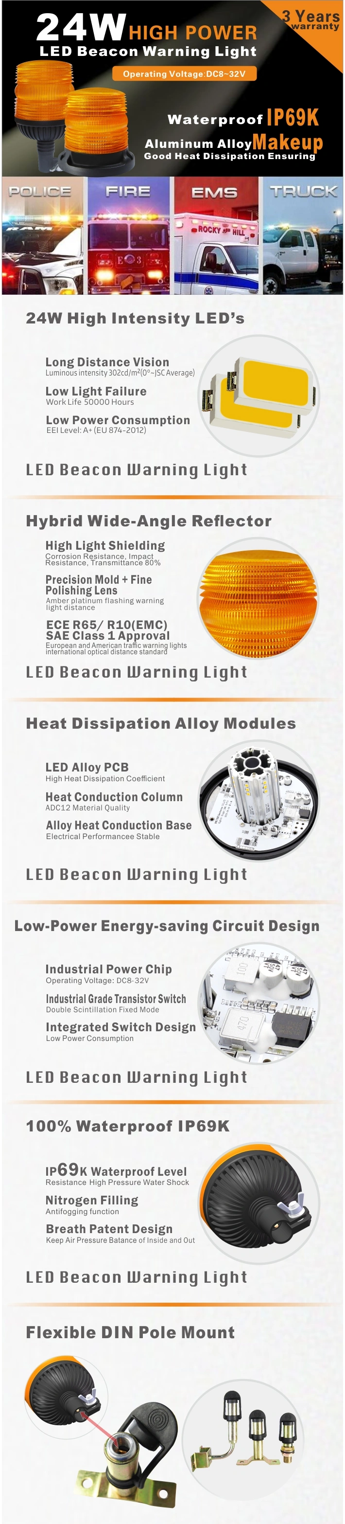 LED Warning Beacon Light