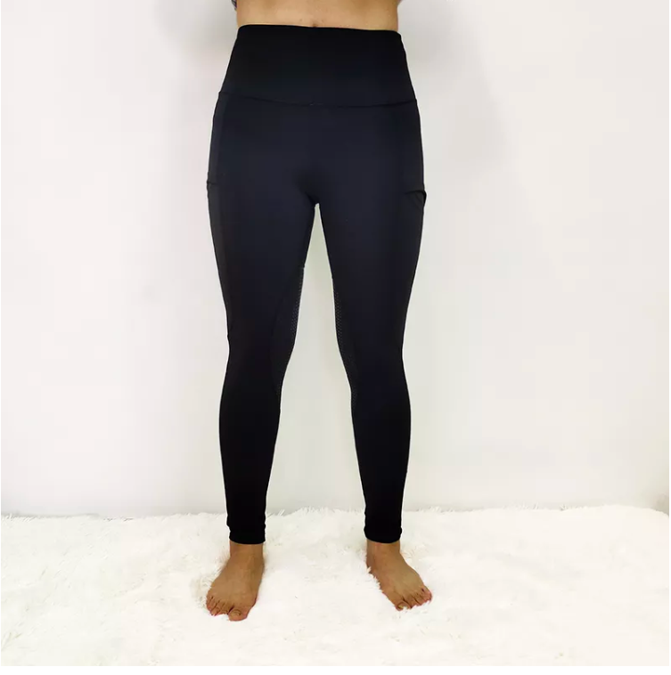 Hoge taille dames paardensport leggings zijzakken