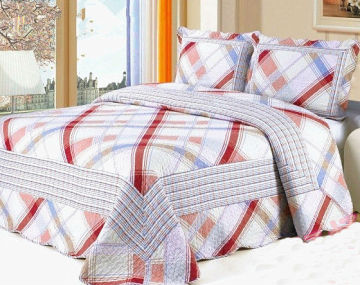 Classic red stripe printed quilt/plaid printed quilt