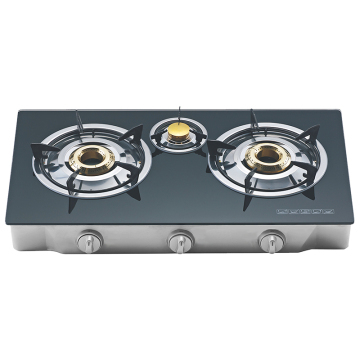 Three Burners Gas Cookers Desktop Gas Cooktop Tempered Glass 3 Hobs Gas Stove
