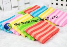 Colorful Striped Microfiber Cleaning Cloth , Microfiber Fac
