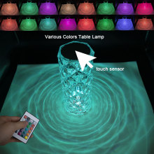 RGB Remote Control Acrylic Crystal Desk Lamp - Rose Crystal Table Lamp