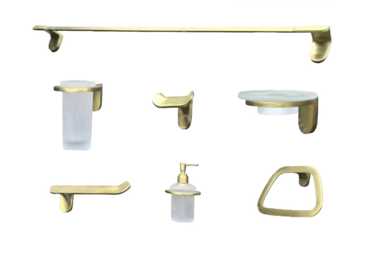 Conjunto de banho elegante com ferragens em ouro escovado Elegant Brushed Gold Hardware Bath Set