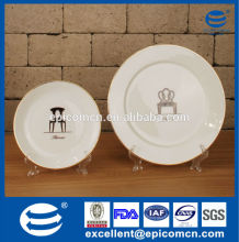 simple elegant dinner plate, fine porcelain dinner plate with gold rim