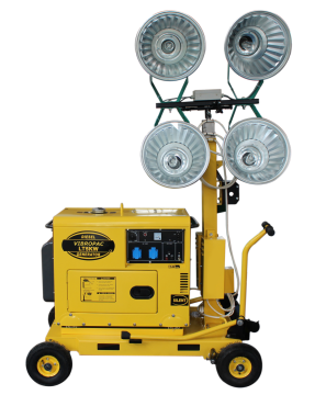 construction work at night light tower