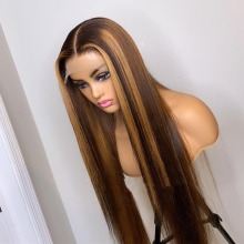 Fashional piano colored wig 10A Grade virgin cuticle aligned Hair 150% 220% density highlight color lace frontal wig