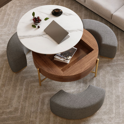 モダンなリフトトップ ラウンド コーヒー テーブル 2 Modern Lift-Top Round Coffee Table 2