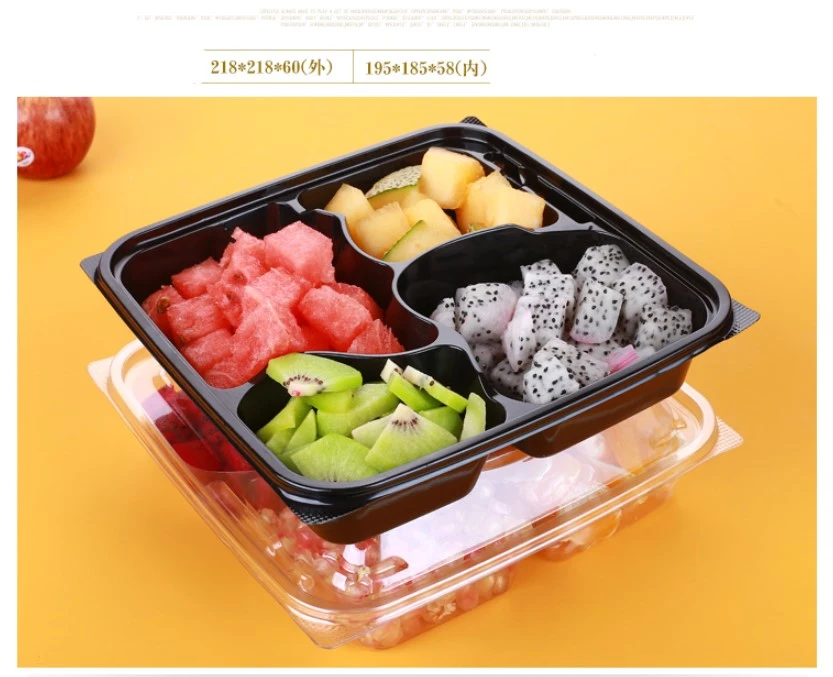 Pet Clear Plastic Compartment Take Away Salad Food Container Tray 9