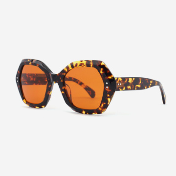 Hexagon-framed Acetate Female Sunglasses