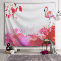 Pink Flamingo Tapestry Plants Leaf Wall Hanging Watercolor Tropical Garden Tapestry for Livingroom Bedroom Home Dorm Decor