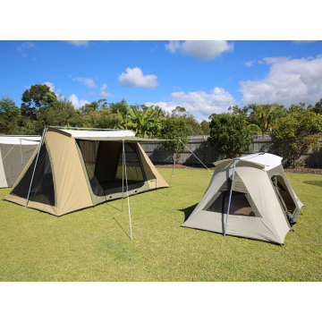 Four Season Waterproof Cotton Canvas Camping Tent with Flex Bow Spring Bar and Shelter