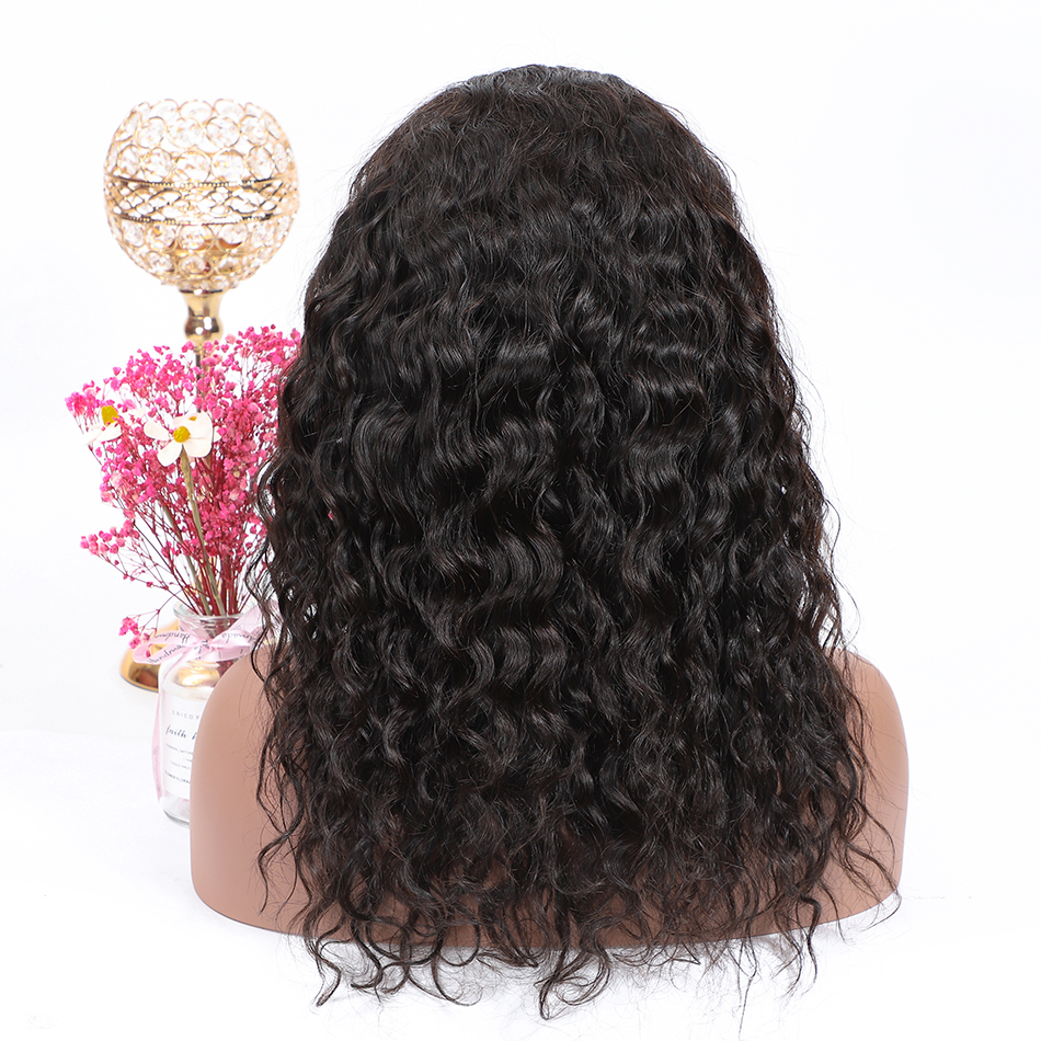 Transparent Lace Front Wig 100% Human Hair Wigs 13*4 Lace Raw Virgin Water Wave Black Wig For Black Women
