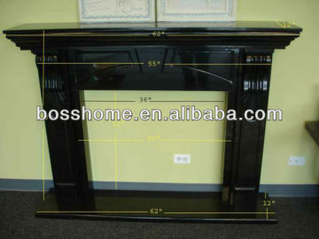 Black granite fireplace mantel