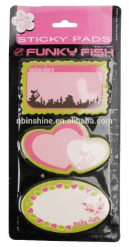 3 pack die cut sticky pads , die cut sticky note , sticky note pad