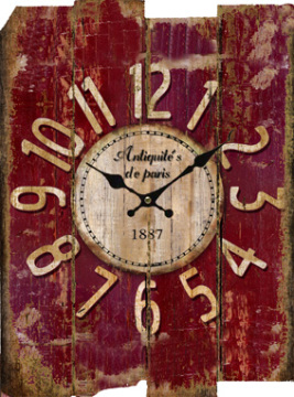 Red board MDF Decorative Wall Clock