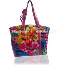 2015 New Leather Lady Floral Panitting Hand Bag