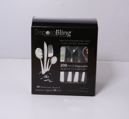 CS6300 disposable plastic silver coated cutlery set