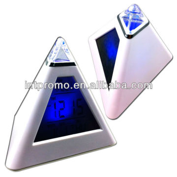 Triangle multifunction digital alarm clock with calendar and Led background light