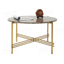 Custom golden metal brown marble coffee table