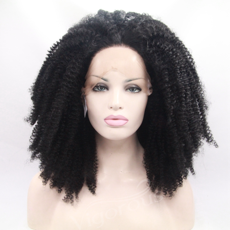 Vigorous mono short bob premium high quality afro kinky curly wholesale black women synthetic hair wigs lace front