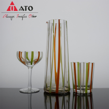 Colored Stripes Glass kettle with Glass goblet set