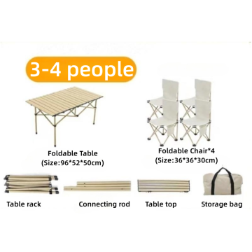 Aluminum Foldable 4-Seater Dining Table and Chairs for Picnic