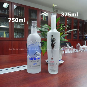 Branded white frost fancy liquor glass wine bottles 750ml