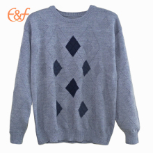 Men Knitted Intarsia Patterns Cotton Pique Sweater