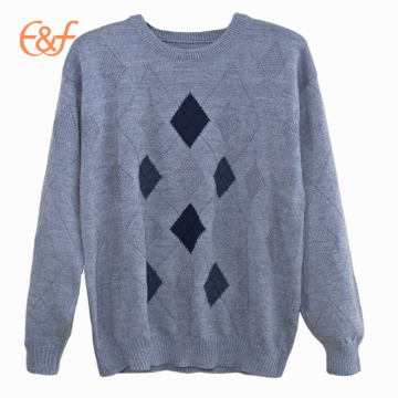 Men Knitted Intarsia Patterns Cotton Pique Sweater