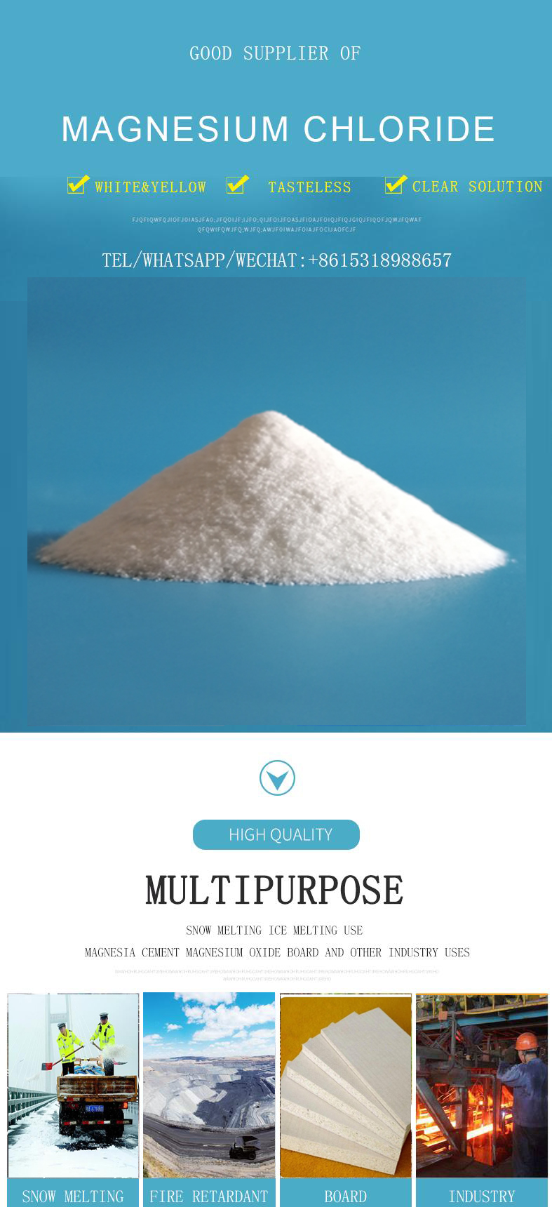 hot sales high quality magnesium chloride anhydrous 99% powder