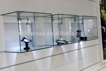 Wall mounted glass show boxes for jewelry shop display solutions