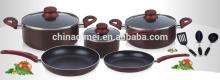 8pcs non stick aluminium cookware set/red powder