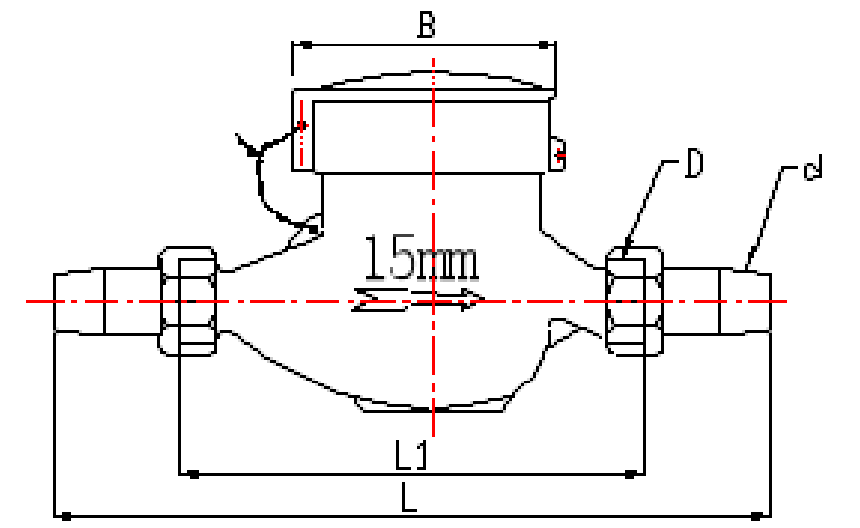 Dimension drawing of rotary wing dry water meter